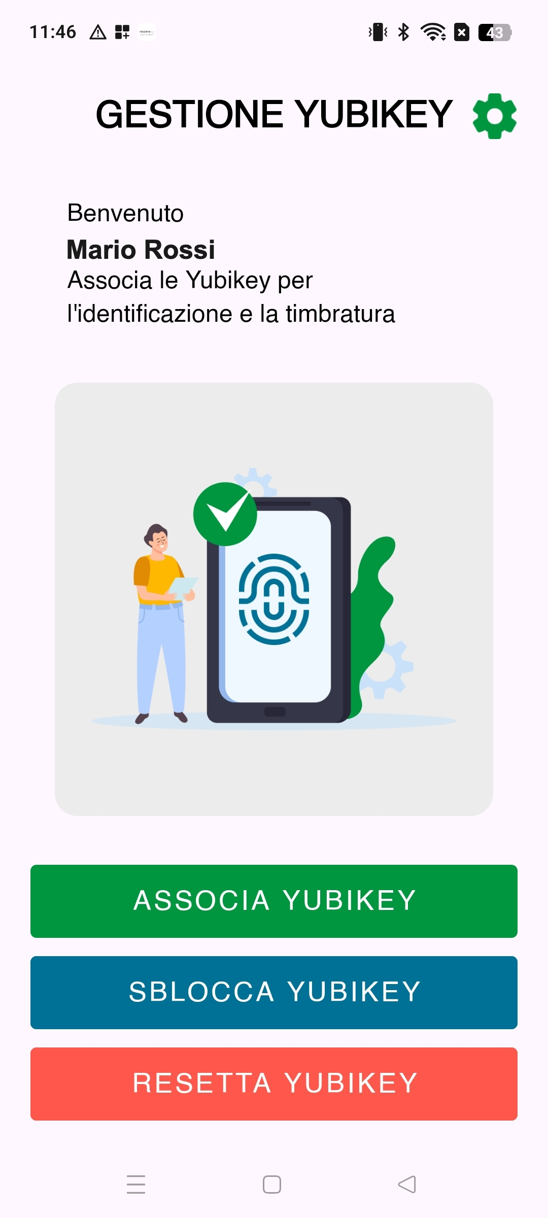 Gestione YubiKey nell'app TF Admin